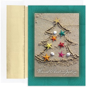 Masterpiece Warmest Wishes 16-Count Christmas Cards, Sand Tree - 1 of 2