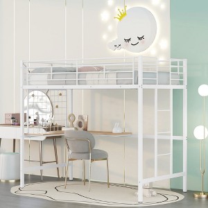 NicBex Twin/Full Size Loft Bed with Desk & Metal Grid,Space-Saving Twin Loft Bed with Study Area,Sturdy Metal Loft Bed for Teens,Adults - 1 of 4