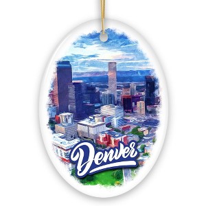 Vibrant Watercolor Art Denver Ornament, Colorado Souvenir| OrnamentallyYou - 1 of 4