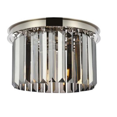 Elegant Lighting Sydney 3 light Polished nickel Flush Mount Silver Shade (Grey) Royal Cut Crystal