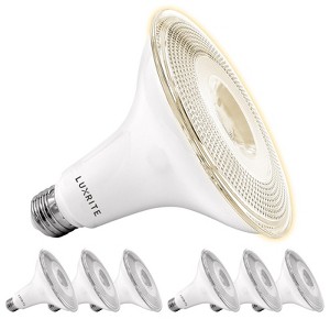 Luxrite Dusk to Dawn PAR38 LED Bulb, 90W Equivalent, Automatic On-Off Sensor, 3000K Soft White, 1250 Lumens, UL Listed, E26 Base 6 Pack - 1 of 4