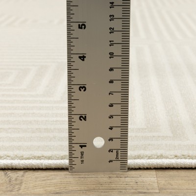 Ivory Geometric Rectangular Synthetic Area Rug 5'3" x 7'6"