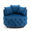Modern Velvet Accent Chair With Button Tufting,Solid Wood Legs,And High-Density Foam,Classical Barrel Design,Includes 3 Throw Pillows-Cuddlewood - 4 of 4