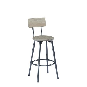 Resenkos Kitchen Bar Table Set,Bar Table Set,Long Bar Table Set with 3 PU Upholstered Bar Stools, Rustic Gray and Black - 1 of 4