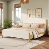 Platform Bed with Boucle Upholstered Headboard, Scandinavian Wood Frame Bed for Bedroom-Baofuwish - 2 of 4