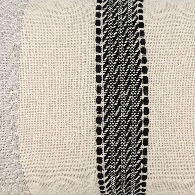 14X22 Inch Hand Woven Stripe Pillow Gray Cotton With Polyester Fill by Foreside Home & Garden, 4 of 6