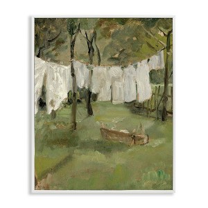 Stupell Industries Classic Clothesline Yard Scene Framed Giclee Art, White, 24" x 30" - 1 of 4