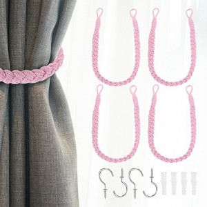 Unique Bargains Cotton Hand-Woven Decorative Metal Hook Curtain Drapes Holdbacks 23.6" - 1 of 4