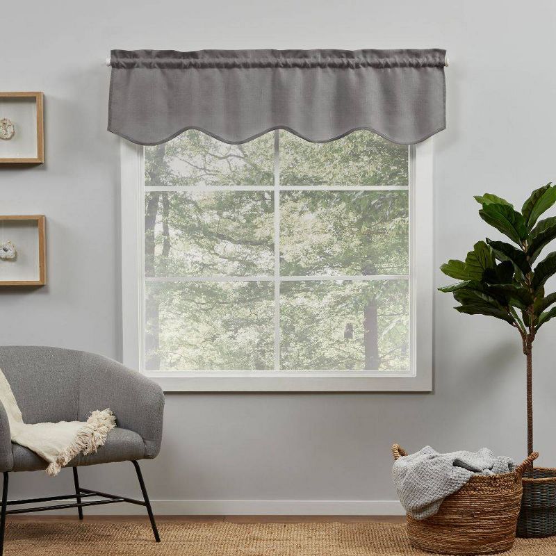 16"x54" Loha Light Filtering Scalloped Window Valance Rod Pocket - Exclusive Home, 1 of 5