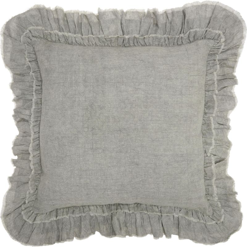 Mina Victory Life Styles Linen Frilled Border Throw Pillow, 1 of 6