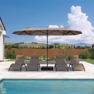 PURPLE LEAF 13ft Patio Market Umbrella and Base Double-Sided Rectangle Outdoor Table Sun Umbrellas with Crank - 1 of 4