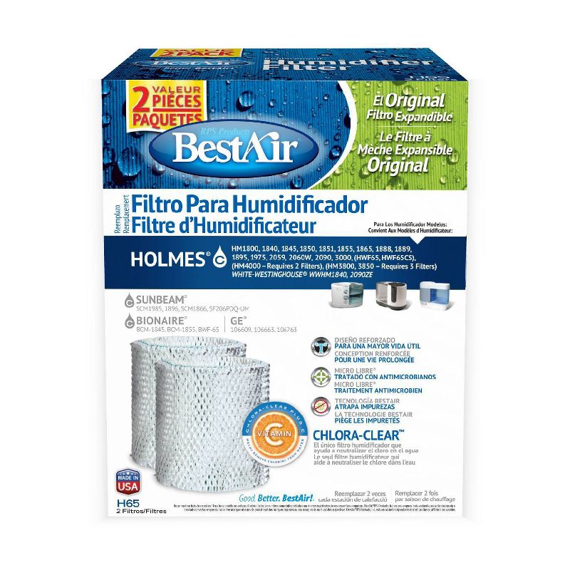 BestAir 2pk H65 Humidifier Replacement Filter for Holmes Humidifiers, 3 of 5
