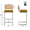 Bekrvio Bar Stools Set of 2/3/4, 26”/30" Barstool with Rattan Back, Velvet-Upholstered & Chrome Frame,Mid Century Modern Kitchen Stool for Island - 4 of 4