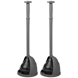 mDesign Plastic Freestanding Toilet Plunger and Storage Cover, 2 Pack, Dark Gray