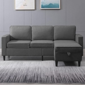 Mjkone Convertible Sectional Sofa Couch, 3-Seat L-Shaped Sofa with Storage Ottoman - 1 of 4