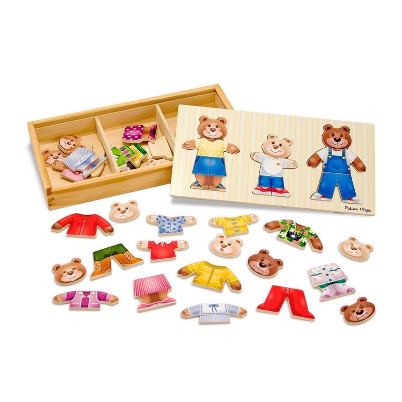 Melissa &#38; Doug Mix &#39;n Match Wooden Bear Family Dress-Up Puzzle With Storage Case (45pc), 1 of 13