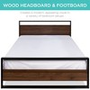 Best Choice Products Metal Wood Platform Queen Bed Frame w/ Wood Slats, Headboard, Footboard, 660lb Cap - Black/Brown - 4 of 4