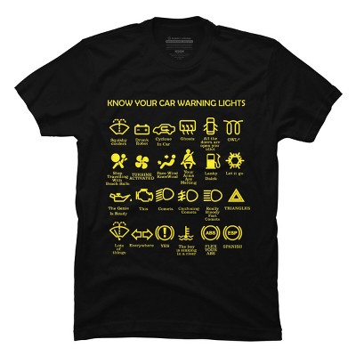 Men's Design By Humans KNOW YOUR CAR WARNING LIGHTS By MYSUNLIFE T-Shirt
