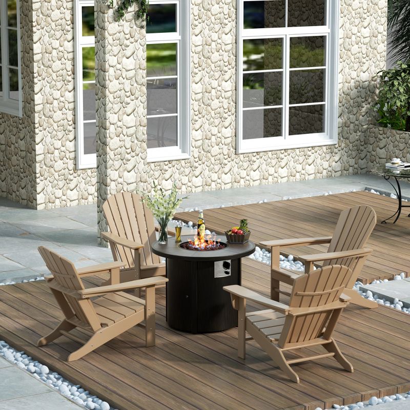 WestinTrends Outdoor Patio Adirondack Chair With Round Fire Pit Table Sets, 2 of 3