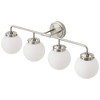 POWLIG 30.71-in 4-Light Nickel Bathroom Light Fixtures Over Mirror Vanity Lighting with Milk White Glass Globe Shades - 2 of 4