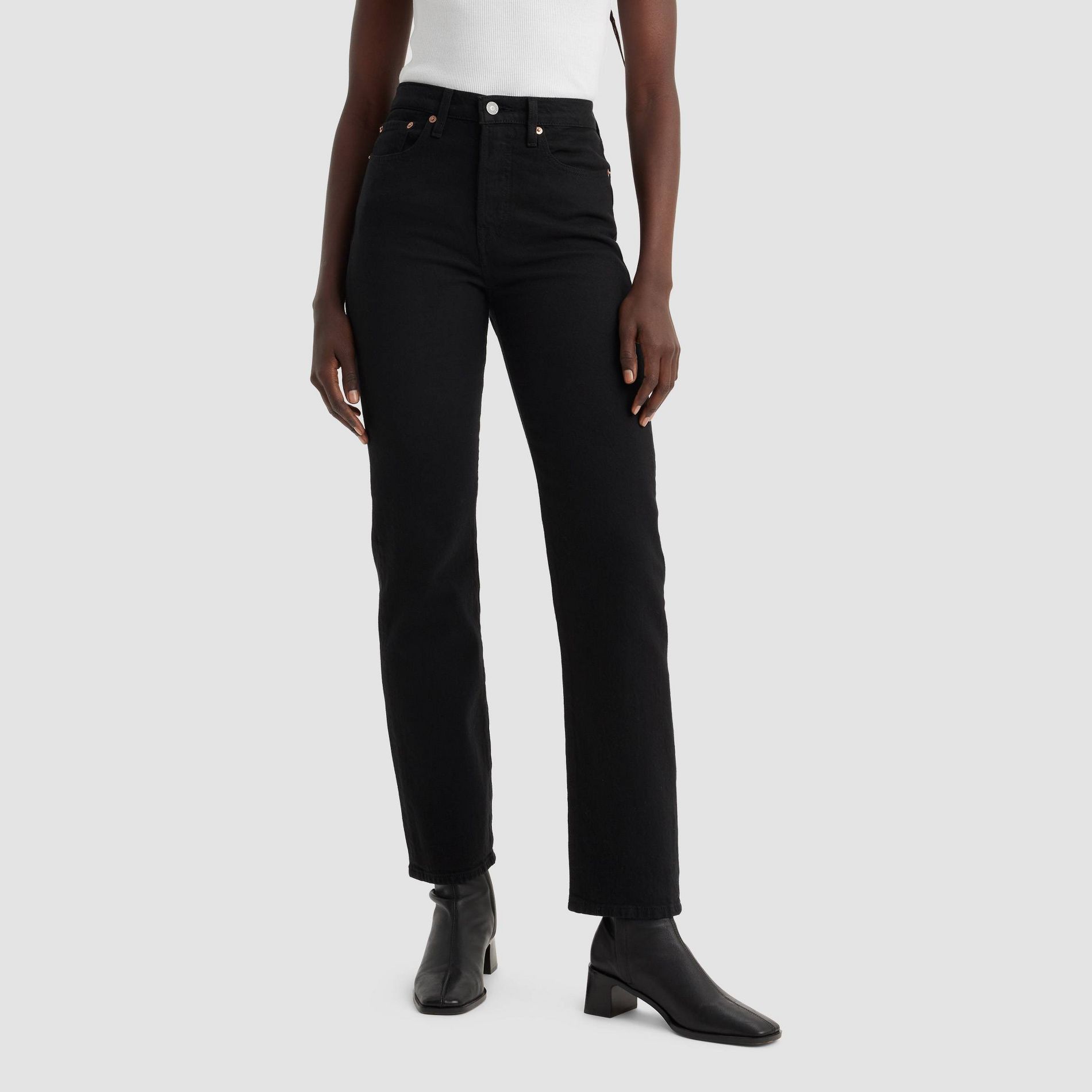 Levi's® Women's High-Rise Wedgie Straight Cropped Jeans - Soft Black 27: Heavyweight Denim, Stretch Fabric