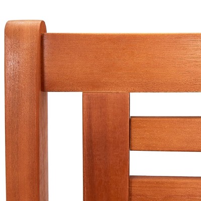 Eucalyptus Wood Medium Tone Outdoor Patio Bench with Backrest
