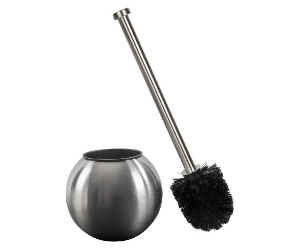 Globe Design Toilet Brush and Holder Stainless Steel - Bath Bliss