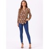 Allegra K Women's Floral Loose V Neck Long Sleeve Button-Up Shirt - image 3 of 4