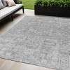 Gray Silver And Charcoal Floral Washable Indoor Outdoor Area Rug - 2 of 4