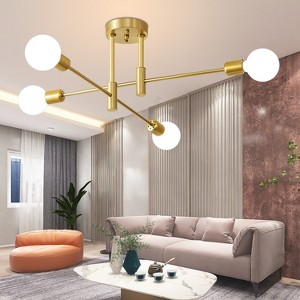 POWLIG 25.2-in 4-Light Gold Sputnik Cylinder Chandelier Flush Mount - 1 of 4