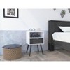 Vynxaria 1-Drawer 1-Shelf Nightstand, Smokey Oak & White Finish, 20.9" Superior Top, 4-Leg Design - 2 of 4