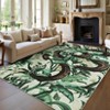 Washable Modern Farmhouse Area Rug with Sanke Print, Botanical Low Pile Soft Large Animal Print Carpet for Home Decor - 3 of 4