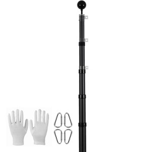 VEVOR 25FT Telescoping Flag pole Kit, Aluminum Alloy in Ground Flag Poles for Outside, 3 Display Modes Flagpole with 3x5 American Flag, Black - 1 of 4