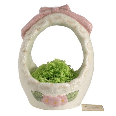 Easter 12.25" Easter Basket Medium Glittered Grass  -  Decorative Figurines