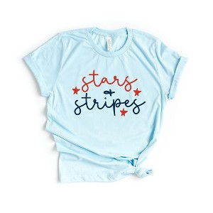 Simply Sage Market Women's Patriotic Stars and Stripes Cursive Short Sleeve Graphic Tee - 1 of 4