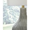 Signature Design by Ashley Judlen Ceramic Table Lamp, Gray Crackle Base with Gold-Finish Accents, Drum Shade - 3 of 4