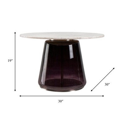 Round 30" Glass and Marble Coffee Table