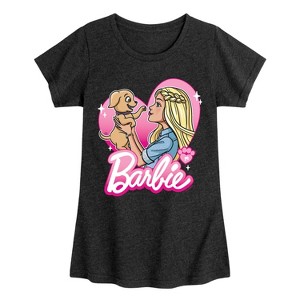 Girls' - Barbie - Puppy Fitted Short Sleeve Graphic T-Shirt - 1 of 3