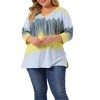 Agnes Orinda Women's Plus Size Tie Dye 3/4 Sleeve Side Slit V Neck Trendy Spring Tops - 2 of 4