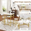 HTUTWOO Bar Table and Chairs Set, Counter Height Square Table with Hidden Storage & 2 Stools with Backrest for Kitchen, Pub - 3 of 4