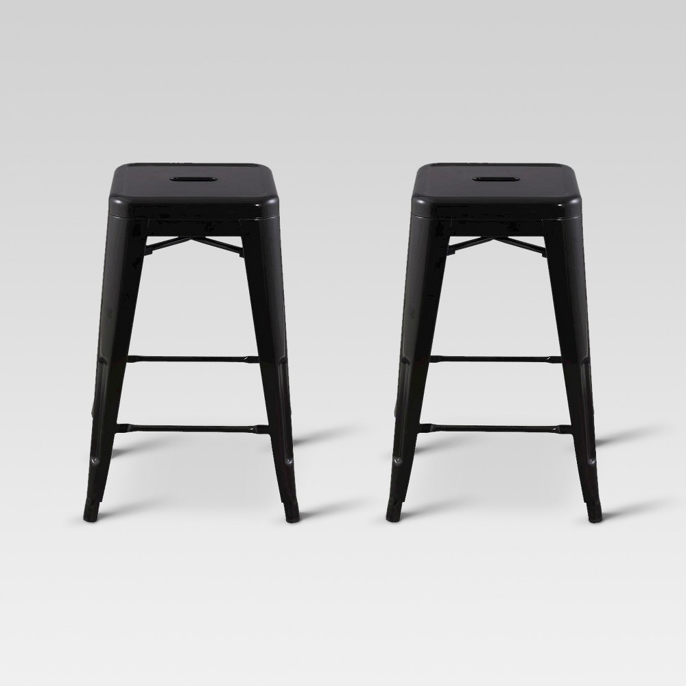 Set Of 2 24 Carlisle Metal Counter Height Barstool Black