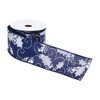 Wired Polyester Ribbon Set Of 2 – Blue And White Holly Berry – 0.25 Inch Height – For Holiday Crafts – By Melrose - 2 of 3