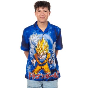 ⑪USA DRAGON BALL Z　ドラゴンボールZ Tシャツ Dragon Ball Z T-Shirt Men's Power Up Goku Button Up Short Sleeve