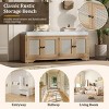 47.4" Rustic Upholstered Storage Bench with Adjustable Shelves and Rattan Doors for Entryway or Hallway -3irtyhousy - 3 of 4