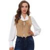 Allegra K Women's Vintage Faux Suede Sweetheart Neck Sleeveless Lace Up Waistcoat Vest - 3 of 4