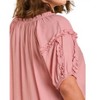 Women's Split Neck Puff Sleeve Blouse - umgee - 3 of 4