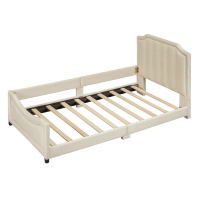 NicBex Twin Size Upholstered Daybed with Rabbit Ear Shaped/Classic Stripe Shaped Headboard for Boys/Girls