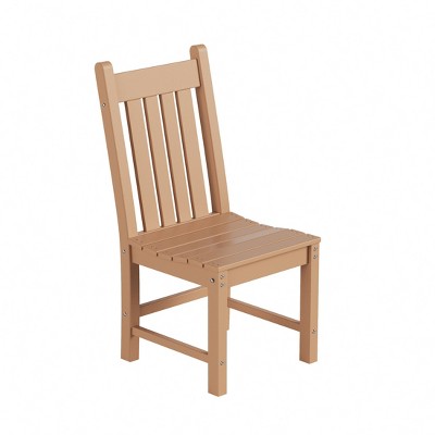 Teak Armless Outdoor Dining Chair with Plastic Seat