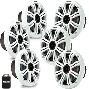 Kicker 6.5" White Marine Speakers (QTY 6) 3 pairs of OEM replacement speakers - 1 of 4
