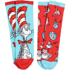 Dr. Seuss Socks Kids Cat In The Hat and Fish Crew Socks 2 Pair - 1 of 4